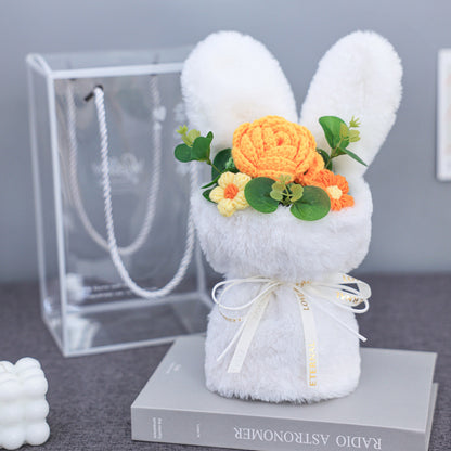 Cute Rabbit Ears Small Bouquet Gift Box Mother's Day Birthday Gift Sunflower Woolen Flowers