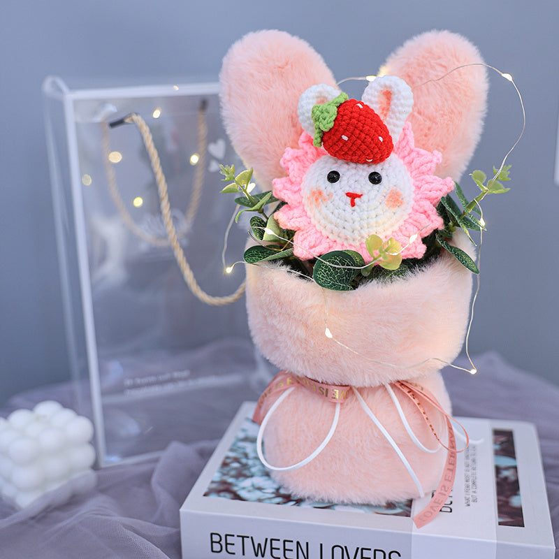 Cute Rabbit Ears Small Bouquet Gift Box Mother's Day Birthday Gift Sunflower Woolen Flowers