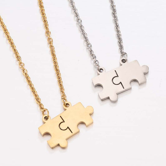 Puzzle Necklace Stainless Steel Block Pendant