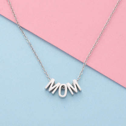 Mirror Fine Throw MOM Letter Pendant Necklace